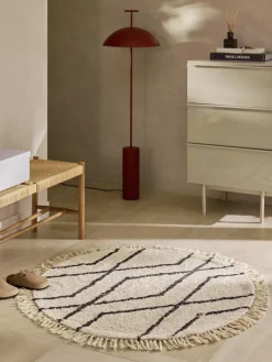 Rond katoenen vloerkleed Bina met ruitjesmotief, handgetuft^Westwing Collection Online
