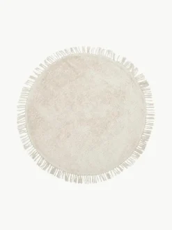 Rond katoenen vloerkleed Daya met franjes, handgetuft^Westwing Collection Discount