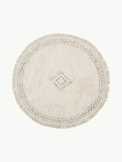 Rond katoenen vloerkleed Fionn met franjes, handgetuft^Westwing Collection Clearance