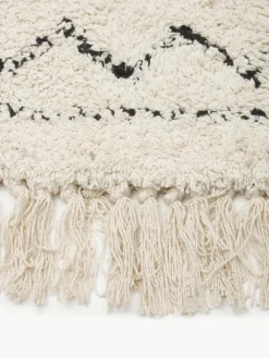Rond katoenen vloerkleed Fionn met franjes, handgetuft^Westwing Collection Clearance