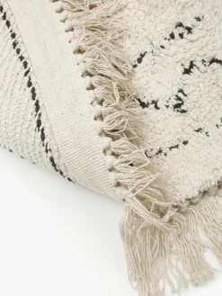 Rond katoenen vloerkleed Fionn met franjes, handgetuft^Westwing Collection Clearance