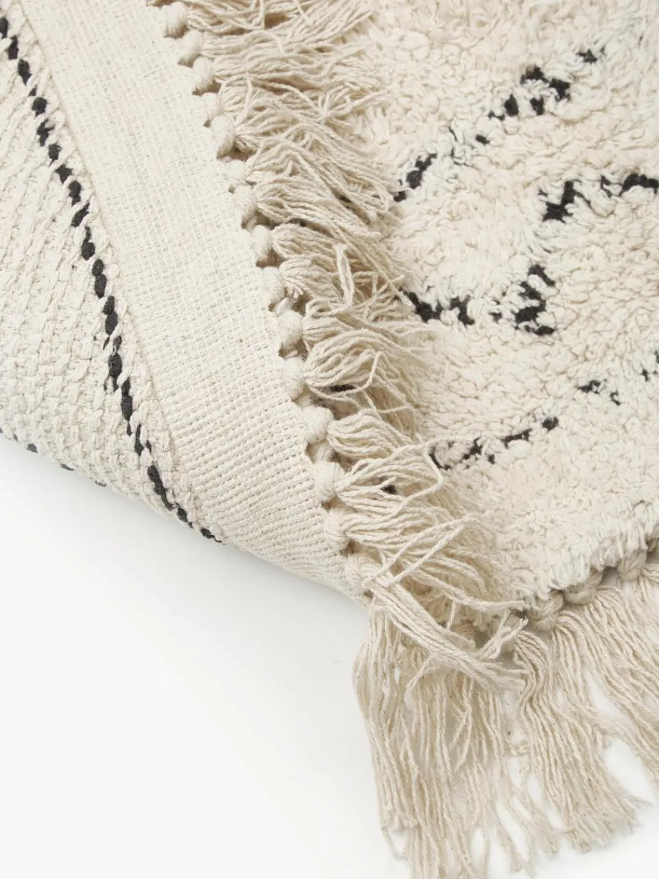 Rond katoenen vloerkleed Fionn met franjes, handgetuft^Westwing Collection Clearance