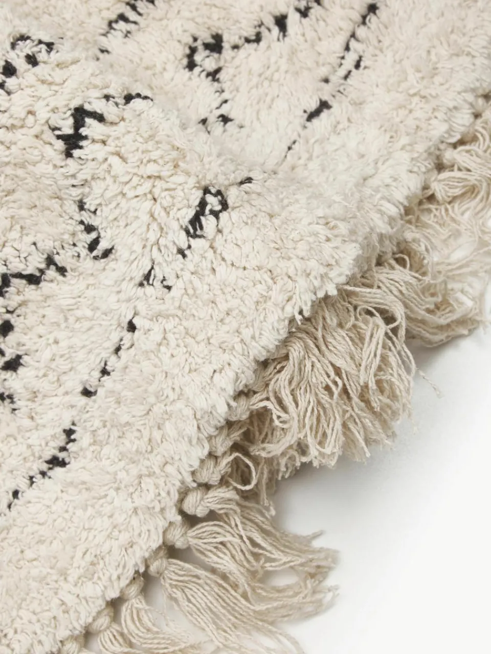 Rond katoenen vloerkleed Fionn met franjes, handgetuft^Westwing Collection Clearance