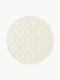 Rond katoenen vloerkleed Idris met verhoogde hoog-laag structuur^Westwing Collection Outlet