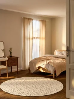 Rond katoenen vloerkleed Idris met verhoogde hoog-laag structuur^Westwing Collection Outlet