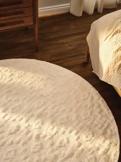 Rond katoenen vloerkleed Idris met verhoogde hoog-laag structuur^Westwing Collection Outlet