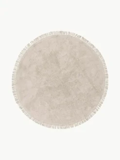 Rond katoenen vloerkleed Daya met franjes, handgetuft^Westwing Collection Fashion