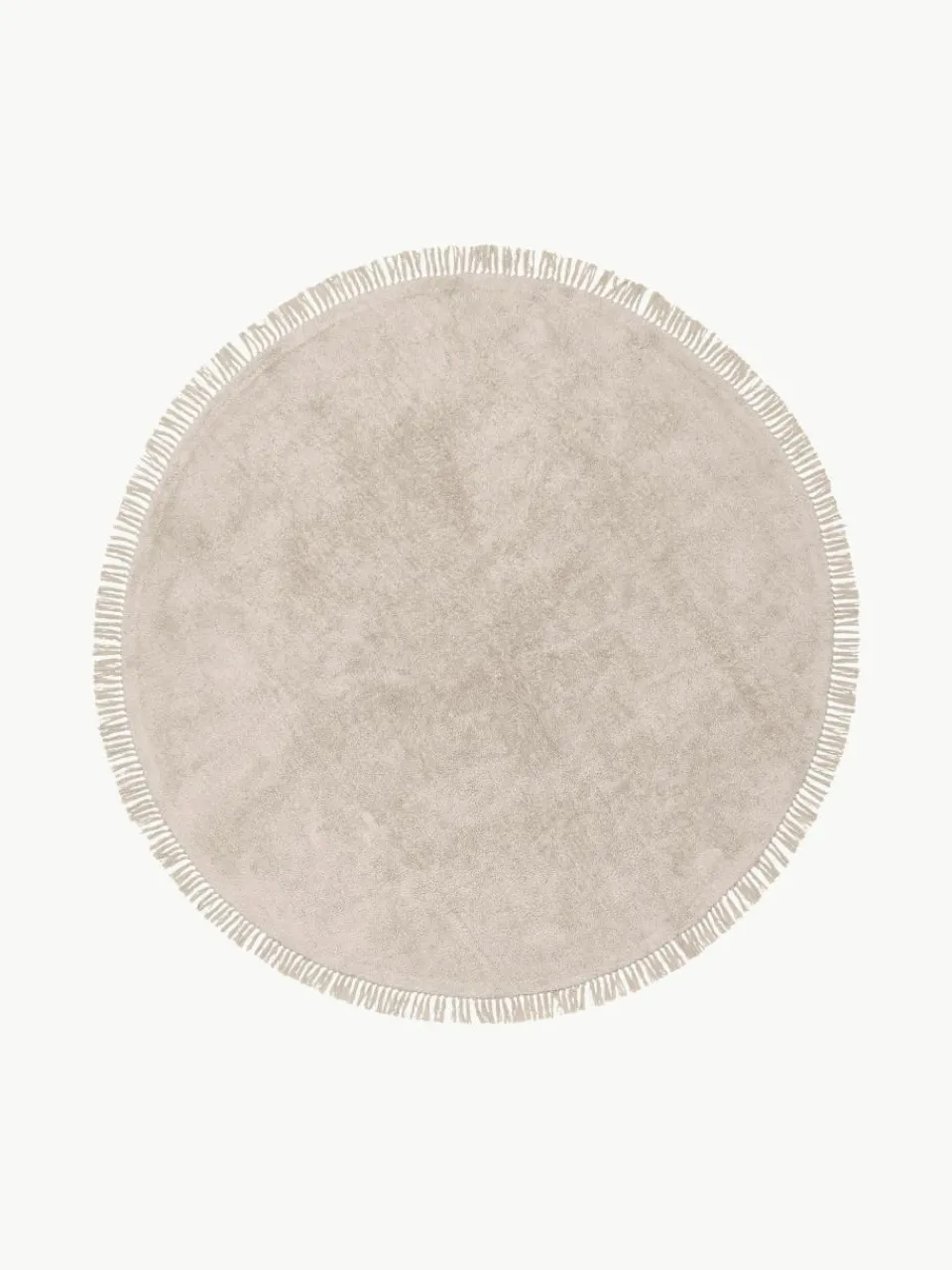 Rond katoenen vloerkleed Daya met franjes, handgetuft^Westwing Collection Fashion