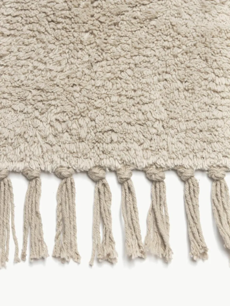 Rond katoenen vloerkleed Daya met franjes, handgetuft^Westwing Collection Fashion