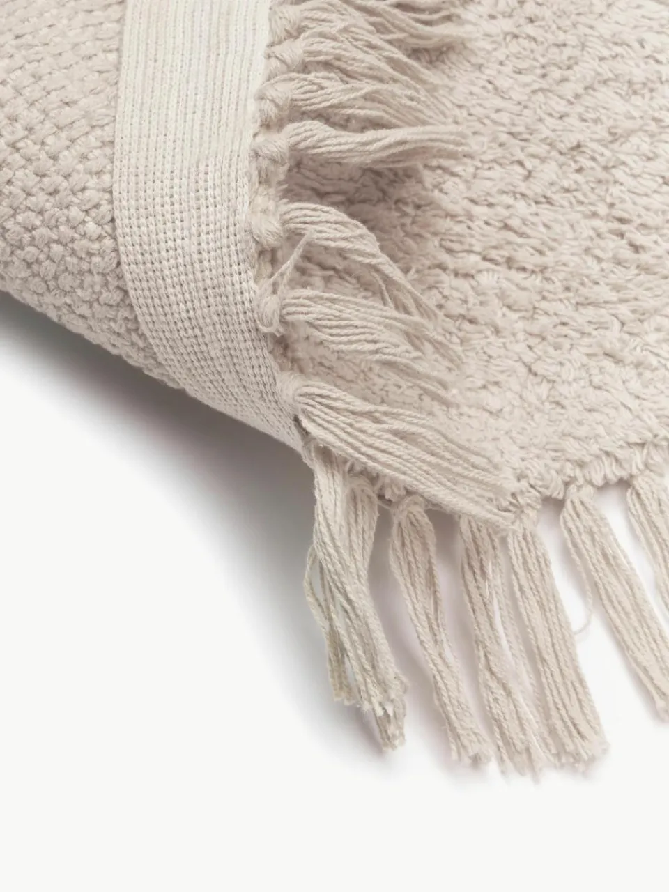 Rond katoenen vloerkleed Daya met franjes, handgetuft^Westwing Collection Fashion