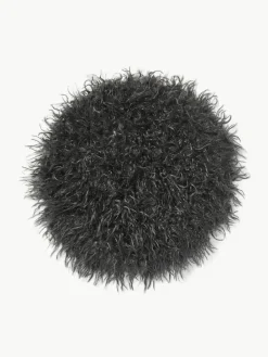 Rond zitkussen van imitatievacht Morten, gekruld^Westwing Collection Fashion
