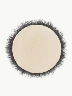 Rond zitkussen van imitatievacht Morten, gekruld^Westwing Collection Fashion