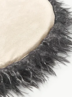Rond zitkussen van imitatievacht Morten, gekruld^Westwing Collection Fashion