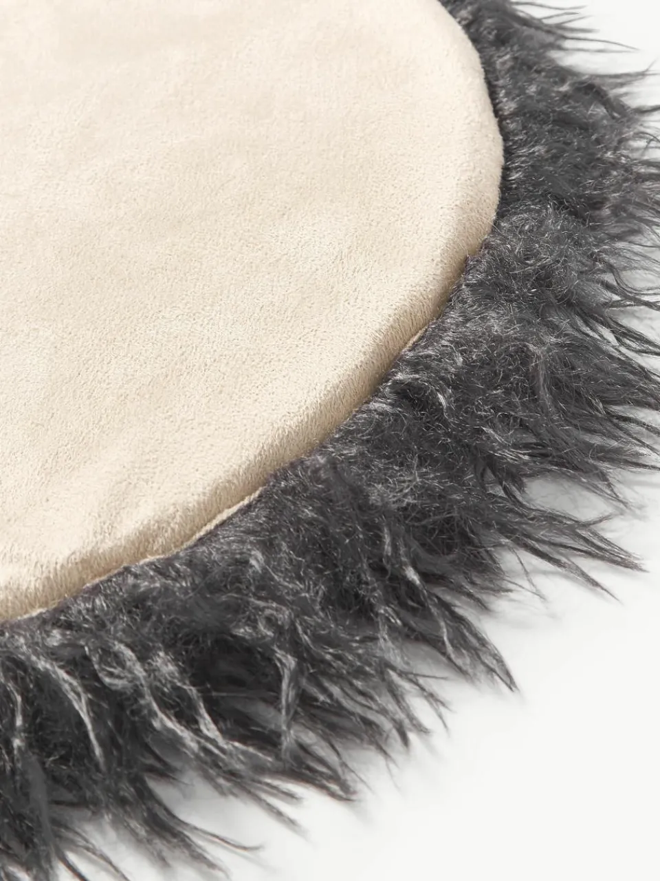 Rond zitkussen van imitatievacht Morten, gekruld^Westwing Collection Fashion
