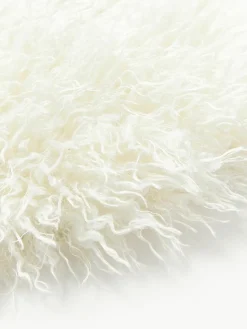 Rond zitkussen van imitatievacht Morten, gekruld^Westwing Collection Sale
