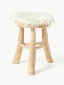 Rond zitkussen van imitatievacht Morten, gekruld^Westwing Collection Sale