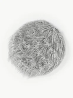 Rond zitkussen van imitatievacht Morten, gekruld^Westwing Collection Hot