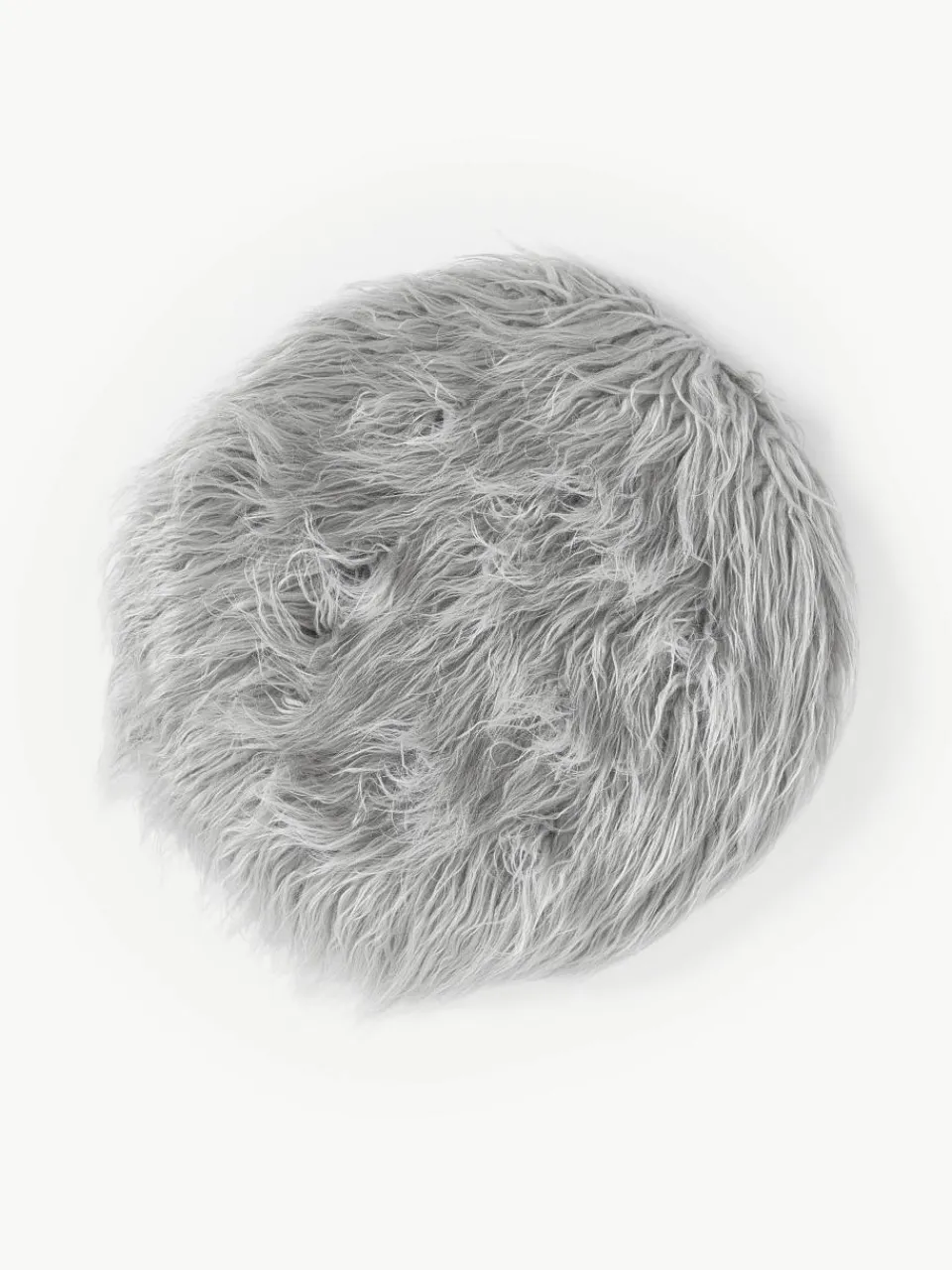 Rond zitkussen van imitatievacht Morten, gekruld^Westwing Collection Hot