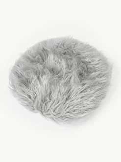 Rond zitkussen van imitatievacht Morten, gekruld^Westwing Collection Hot
