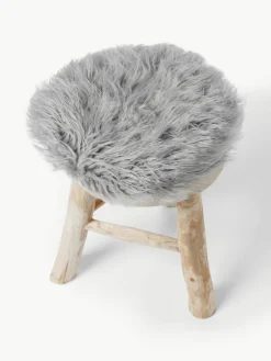 Rond zitkussen van imitatievacht Morten, gekruld^Westwing Collection Hot