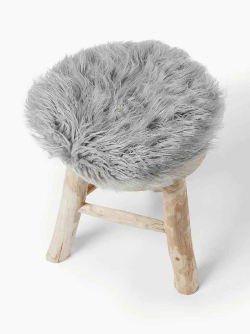 Rond zitkussen van imitatievacht Morten, gekruld^Westwing Collection Hot