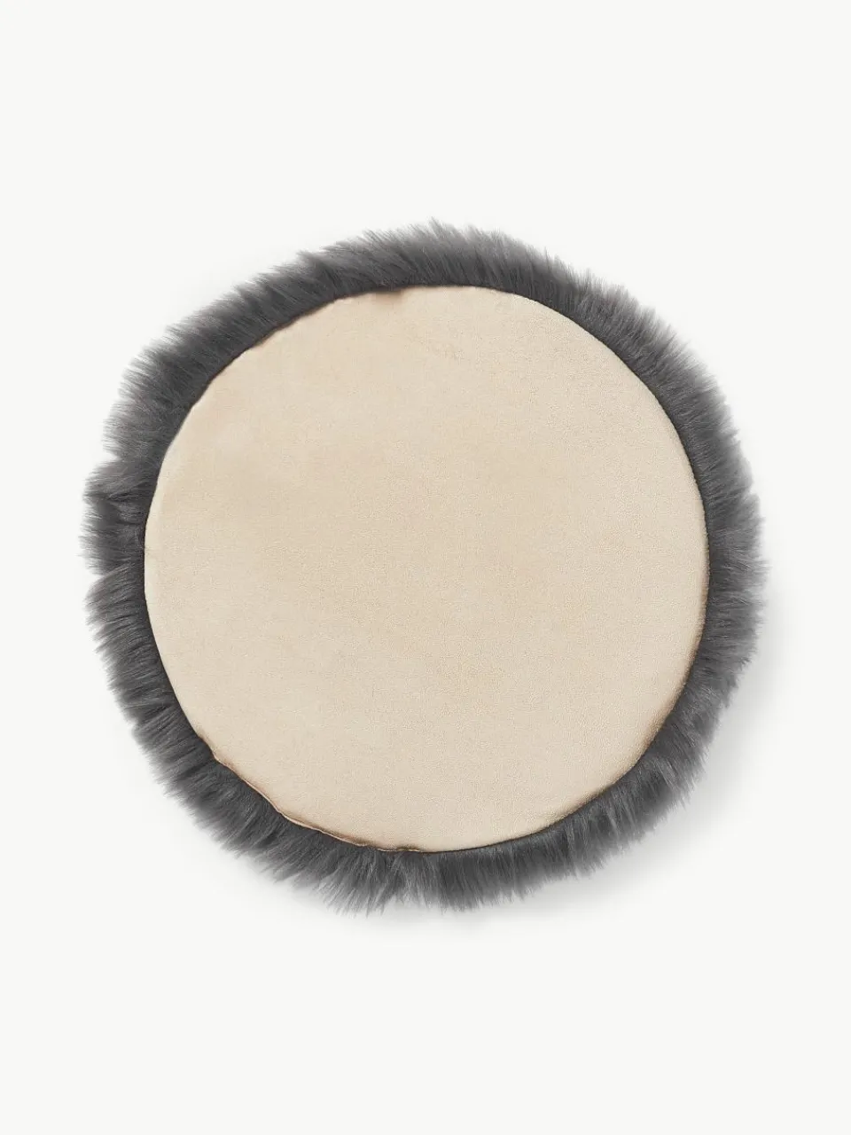 Rond zitkussen van imitatievacht Mathilde, glad^Westwing Collection Sale