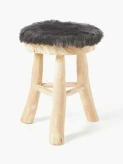 Rond zitkussen van imitatievacht Mathilde, glad^Westwing Collection Sale