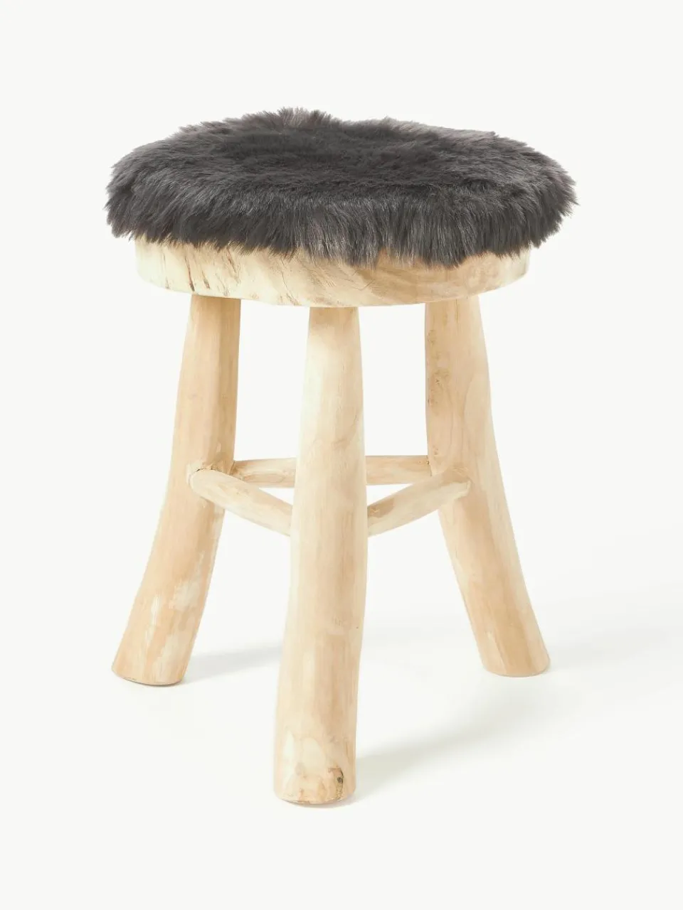 Rond zitkussen van imitatievacht Mathilde, glad^Westwing Collection Sale