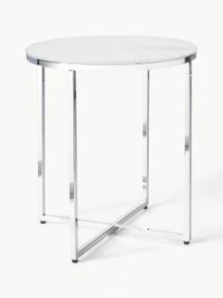 Ronde bijzettafel Antigua met glazen tafelblad in marmerlook^Westwing Collection Fashion
