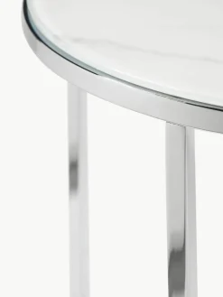 Ronde bijzettafel Antigua met glazen tafelblad in marmerlook^Westwing Collection Fashion
