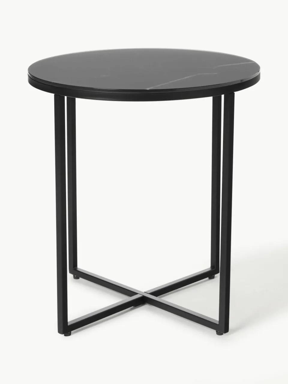 Ronde bijzettafel Antigua met glazen tafelblad in marmerlook^Westwing Collection Fashion