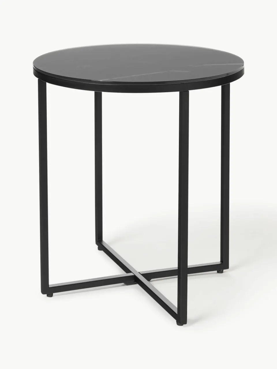Ronde bijzettafel Antigua met glazen tafelblad in marmerlook^Westwing Collection Fashion