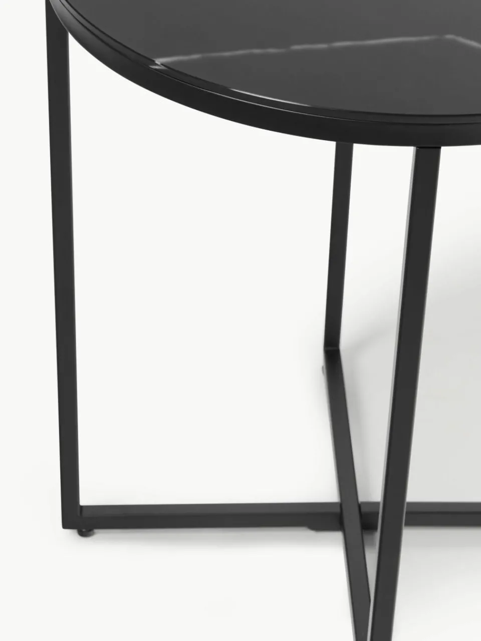 Ronde bijzettafel Antigua met glazen tafelblad in marmerlook^Westwing Collection Fashion