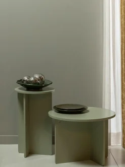 Ronde bijzettafel Ronny van grenenhout, 2-delig^Westwing New