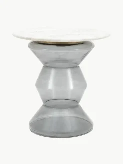 Ronde bijzettafel Turin van glas en marmer, mondgeblazen^Westwing Hot