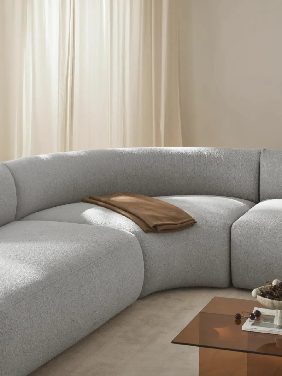Ronde bouclé hoekmodule Sofia^Westwing Collection Discount