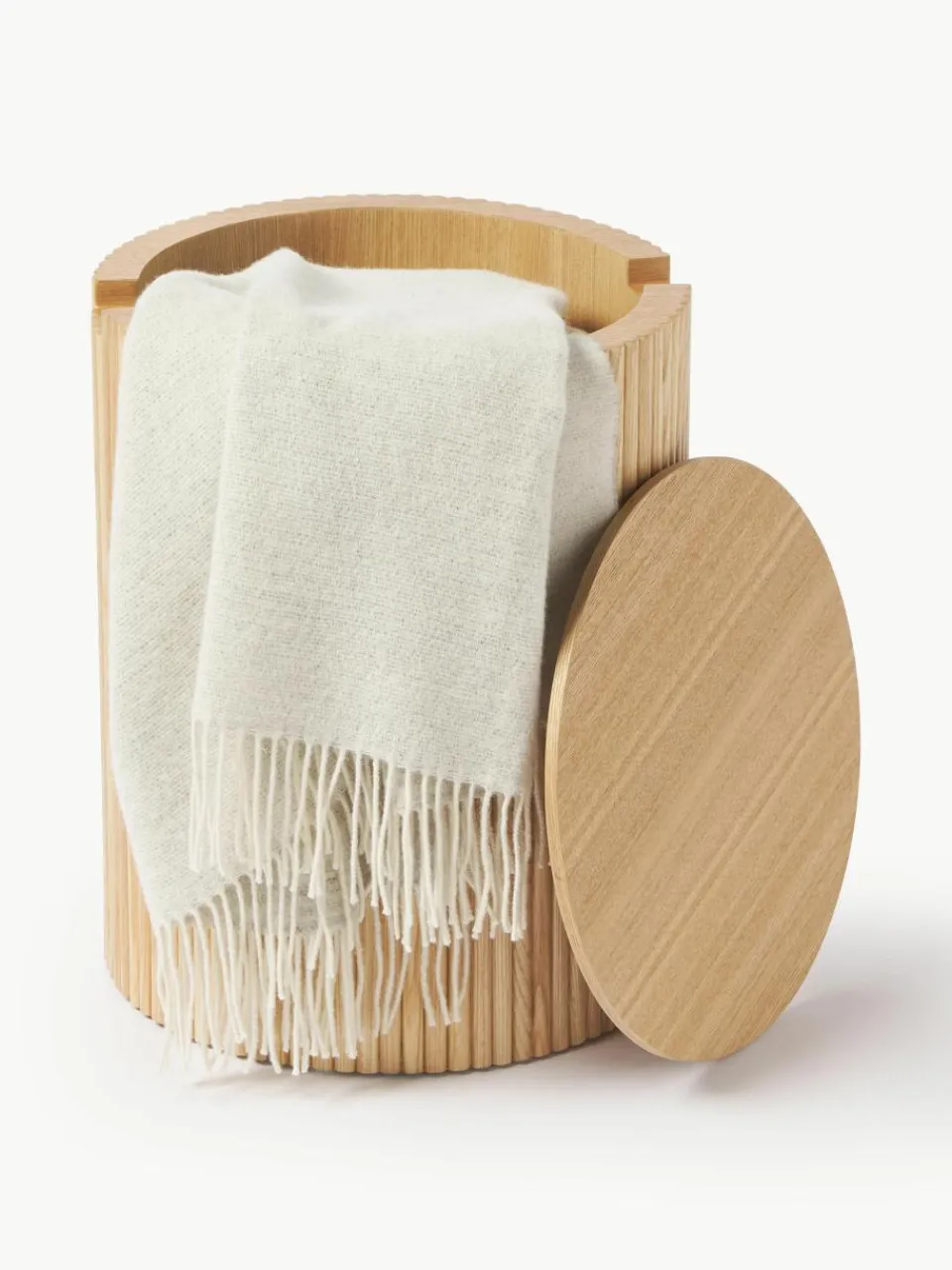 Ronde houten bijzettafel Nele met opbergruimte^Westwing Collection Fashion
