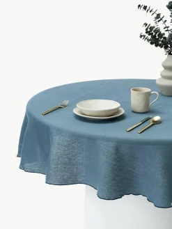 Ronde linnen tafelkleed Kennedy met bies^Westwing Collection Clearance