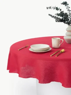 Ronde linnen tafelkleed Kennedy met bies^Westwing Collection Outlet