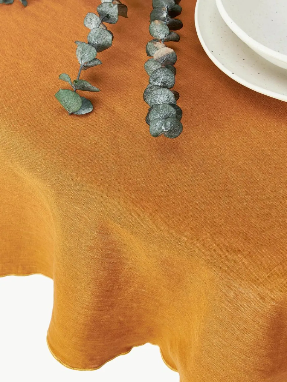Ronde linnen tafelkleed Kennedy met bies^Westwing Collection Clearance