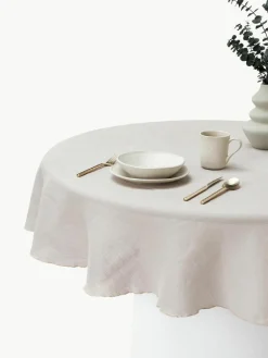 Ronde linnen tafelkleed Kennedy met bies^Westwing Collection Clearance