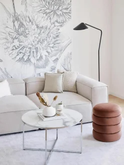 Ronde salontafel Antigua met glazen tafelblad in marmerlook^Westwing Collection Fashion
