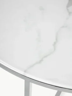 Ronde salontafel Antigua met glazen tafelblad in marmerlook^Westwing Collection Fashion