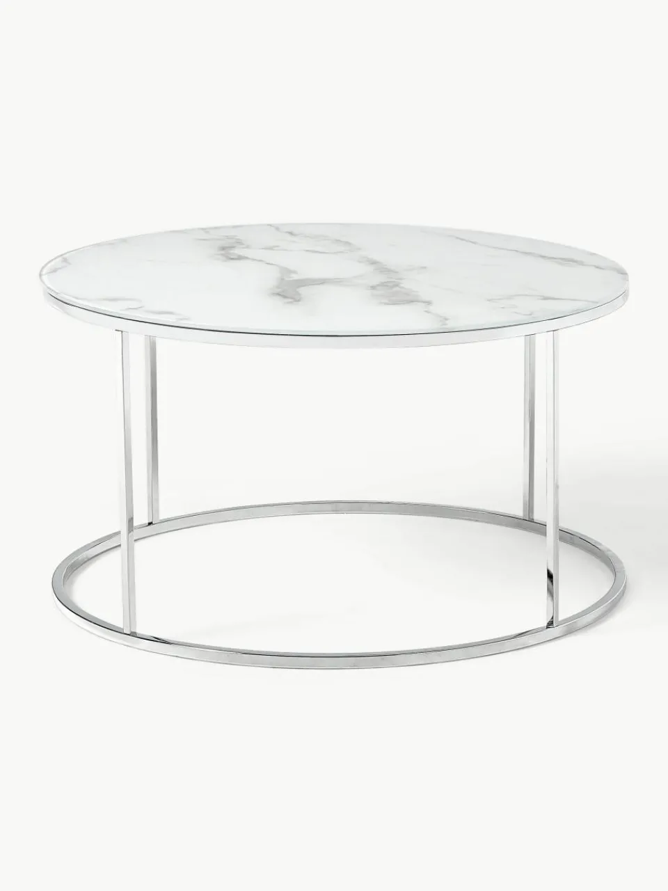Ronde salontafel Antigua met glazen tafelblad in marmerlook^Westwing Collection Best