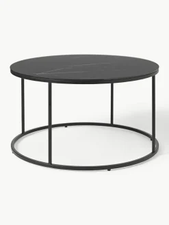 Ronde salontafel Antigua met glazen tafelblad in marmerlook^Westwing Collection New