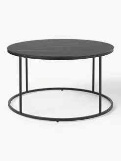 Ronde salontafel Antigua met glazen tafelblad in marmerlook^Westwing Collection New