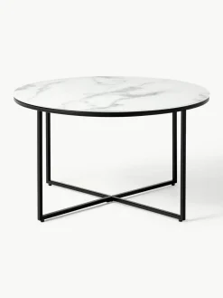 Ronde salontafel Antigua met glazen tafelblad in marmerlook^Westwing Collection New
