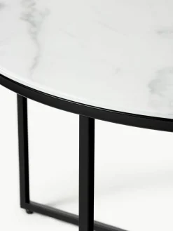 Ronde salontafel Antigua met glazen tafelblad in marmerlook^Westwing Collection New