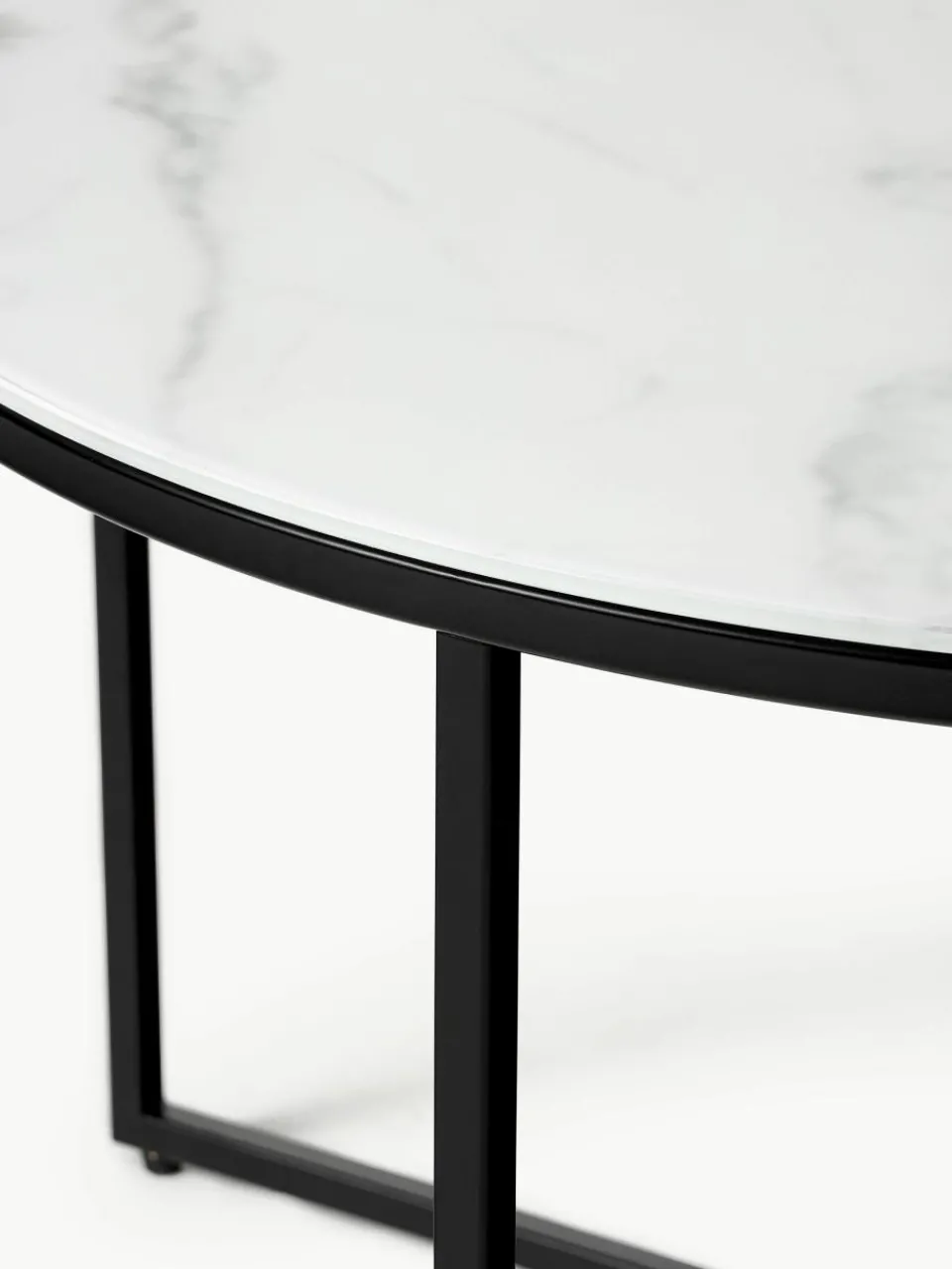 Ronde salontafel Antigua met glazen tafelblad in marmerlook^Westwing Collection New