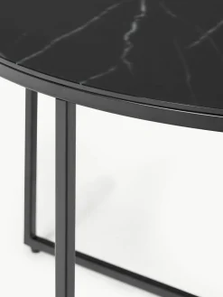 Ronde salontafel Antigua met glazen tafelblad in marmerlook^Westwing Collection Discount